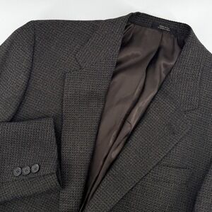 Hart Schaffner Marx Blazer 40L Jacket Brown Check‎ Sport Coat Tweed